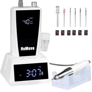 Cordless Nail E-file with Clock Power Dock 40000 RPM